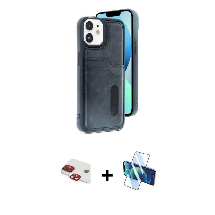 MARSİLYAN™- iPhone 11 Kılıf Yörünge Işık Serisi - Siyah 3D Antistatik Seramik Nano Ekran Koruyucu + Pers Alüminyum Kamera Lens - KI