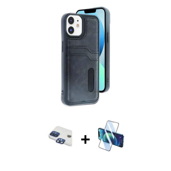 MARSİLYAN™- iPhone 11 Kılıf Yörünge Işık Serisi - Siyah 3D Antistatik Seramik Nano Ekran Koruyucu + Pers Alüminyum Kamera Lens - LT
