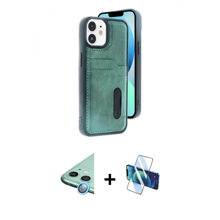 MARSİLYAN™- iPhone 11 Kılıf Yörünge Işık Serisi - Siyah 3D Antistatik Seramik Nano Ekran Koruyucu + Raze Metal Kamera Lens - MI