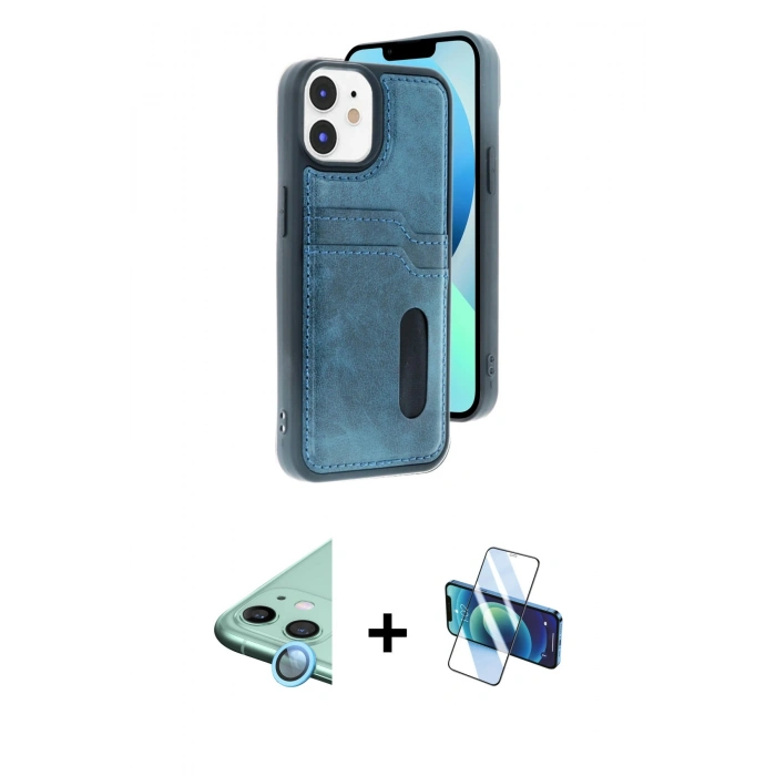 MARSİLYAN™- iPhone 11 Kılıf Yörünge Işık Serisi - Siyah 3D Antistatik Seramik Nano Ekran Koruyucu + Raze Metal Kamera Lens - MI