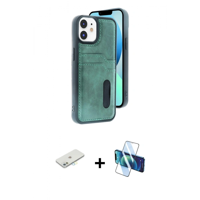 MARSİLYAN™- iPhone 11 Kılıf Yörünge Işık Serisi - Siyah 3D Antistatik Seramik Nano Ekran Koruyucu + Renkli Kamera Lens Koruma Cam - SI