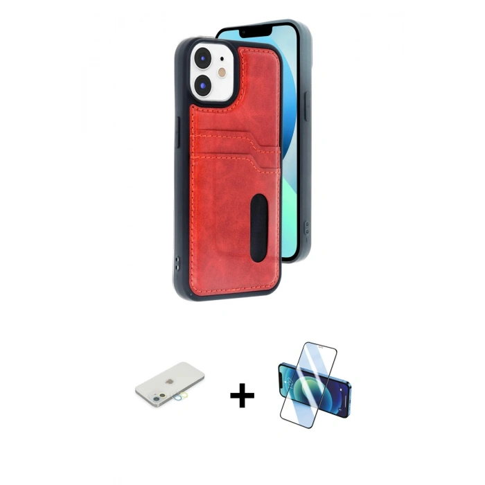 MARSİLYAN™- iPhone 11 Kılıf Yörünge Işık Serisi - Siyah 3D Antistatik Seramik Nano Ekran Koruyucu + Renkli Kamera Lens Koruma Cam - SI