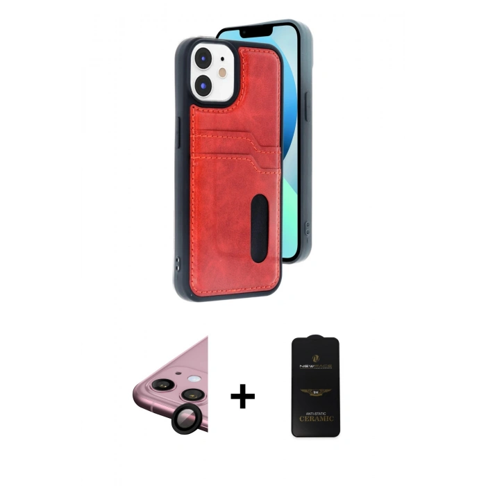 MARSİLYAN™- iPhone 11 Kılıf Yörünge Işık Serisi - Siyah 6D Antistatik Mat Seramik Hayalet Nano Ekran Koruyucu + Raze Metal Kamera Lens - SH