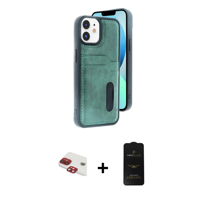 MARSİLYAN™- iPhone 11 Kılıf Yörünge Işık Serisi - Siyah 6D Antistatik Mat Seramik Hayalet Nano Ekran Koruyucu + Pers Alüminyum Kamera Lens - KI