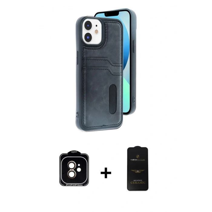 MARSİLYAN™- iPhone 11 Kılıf Yörünge Işık Serisi - Siyah 6D Antistatik Mat Seramik Hayalet Nano Ekran Koruyucu + PVD Metal Kamera Lens - TU
