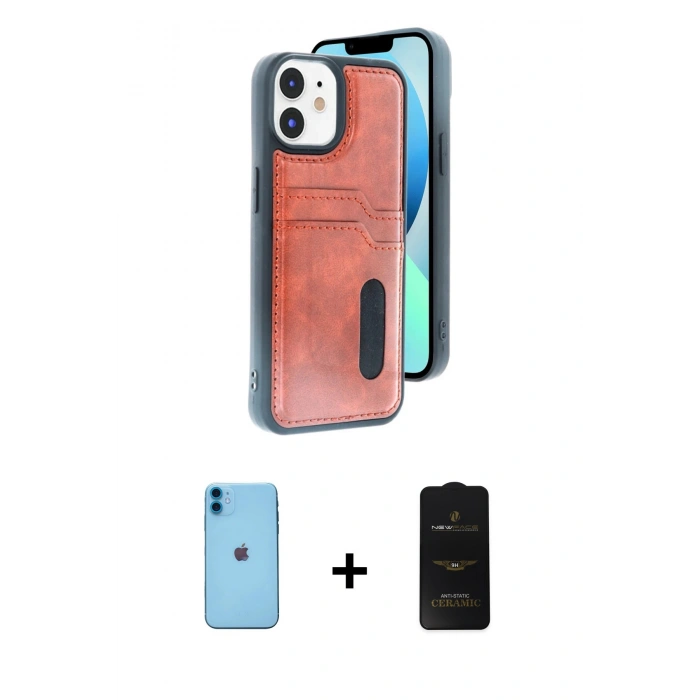MARSİLYAN™- iPhone 11 Kılıf Yörünge Işık Serisi - Siyah 6D Antistatik Mat Seramik Hayalet Nano Ekran Koruyucu + Neon Fosforlu Kamera Lens - MI