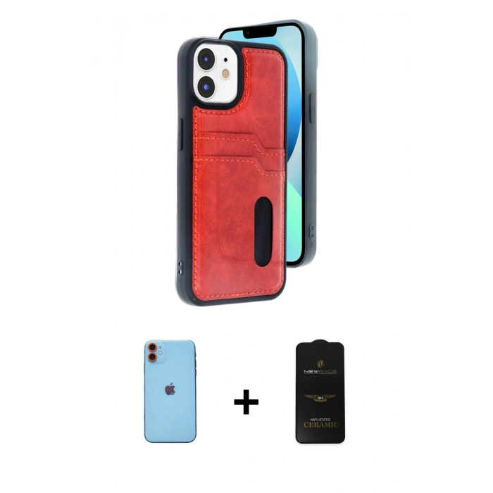 MARSİLYAN™- iPhone 11 Kılıf Yörünge Işık Serisi - Siyah 6D Antistatik Mat Seramik Hayalet Nano Ekran Koruyucu + Neon Fosforlu Kamera Lens - TU