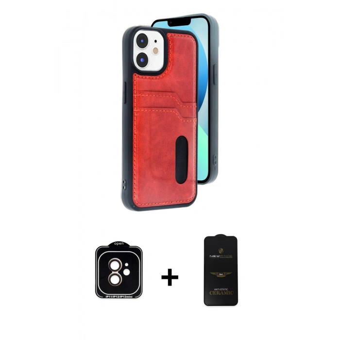 MARSİLYAN™- iPhone 11 Kılıf Yörünge Işık Serisi - Siyah 6D Antistatik Mat Seramik Hayalet Nano Ekran Koruyucu + PVD Metal Kamera Lens - TU