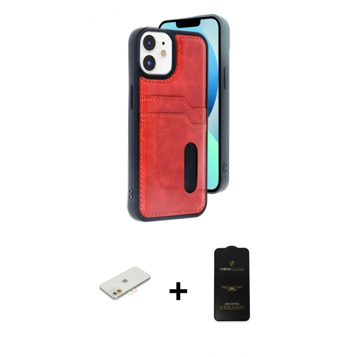 MARSİLYAN™- iPhone 11 Kılıf Yörünge Işık Serisi - Siyah 6D Antistatik Mat Seramik Hayalet Nano Ekran Koruyucu + Renkli Kamera Lens Koruma Cam - TU