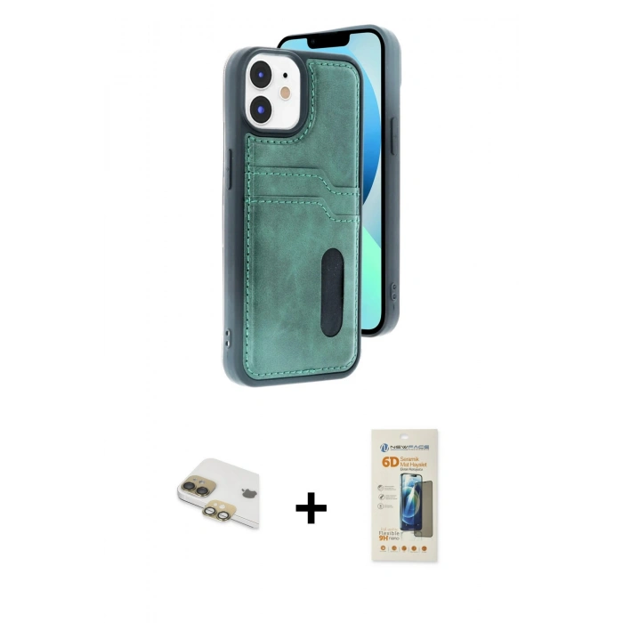 MARSİLYAN™- iPhone 11 Kılıf Yörünge Işık Serisi - Siyah 6D Mat Seramik Hayalet Nano Ekran Koruyucu + Pers Alüminyum Kamera Lens - GD