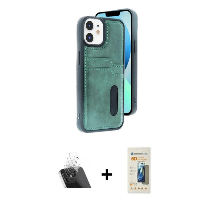 MARSİLYAN™- iPhone 11 Kılıf Yörünge Işık Serisi - Siyah 6D Mat Seramik Hayalet Nano Ekran Koruyucu + Kamera Lens Koruma Cam - SF