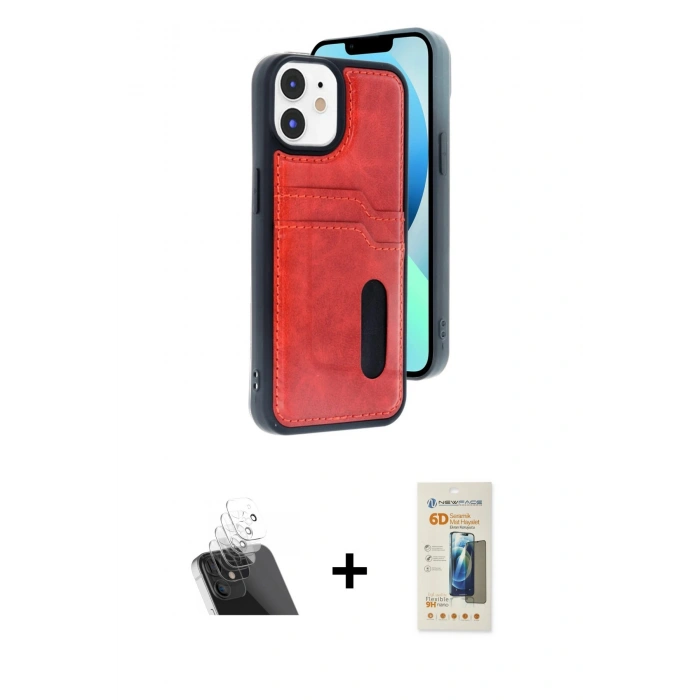 MARSİLYAN™- iPhone 11 Kılıf Yörünge Işık Serisi - Siyah 6D Mat Seramik Hayalet Nano Ekran Koruyucu + Kamera Lens Koruma Cam - SF