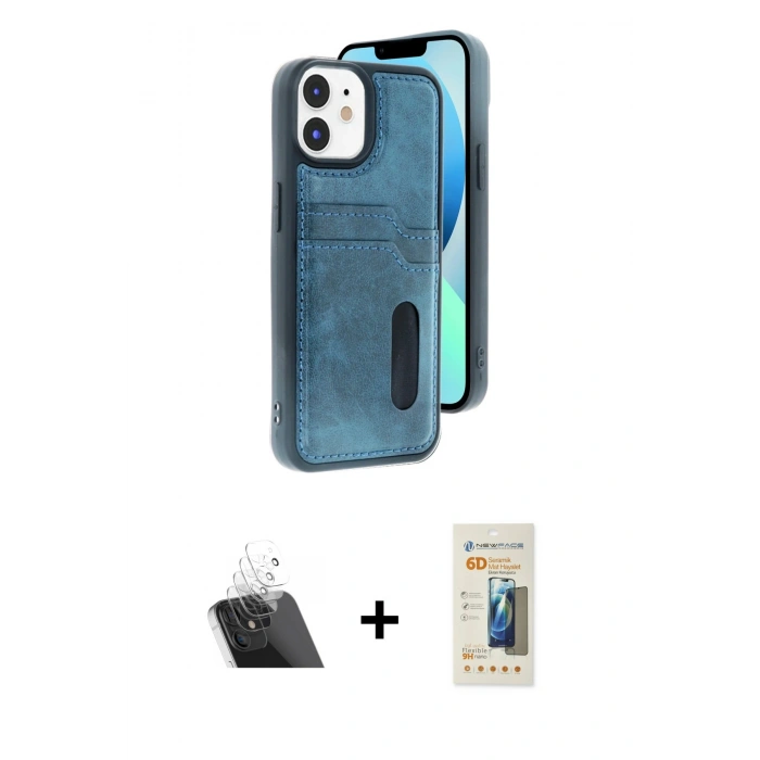 MARSİLYAN™- iPhone 11 Kılıf Yörünge Işık Serisi - Siyah 6D Mat Seramik Hayalet Nano Ekran Koruyucu + Kamera Lens Koruma Cam - SF