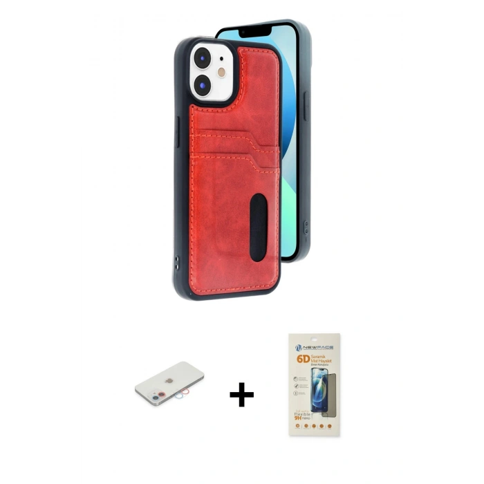 MARSİLYAN™- iPhone 11 Kılıf Yörünge Işık Serisi - Siyah 6D Mat Seramik Hayalet Nano Ekran Koruyucu + Renkli Kamera Lens Koruma Cam - PE