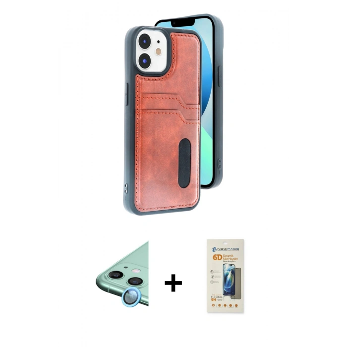 MARSİLYAN™- iPhone 11 Kılıf Yörünge Işık Serisi - Siyah 6D Mat Seramik Hayalet Nano Ekran Koruyucu + Raze Metal Kamera Lens - MI