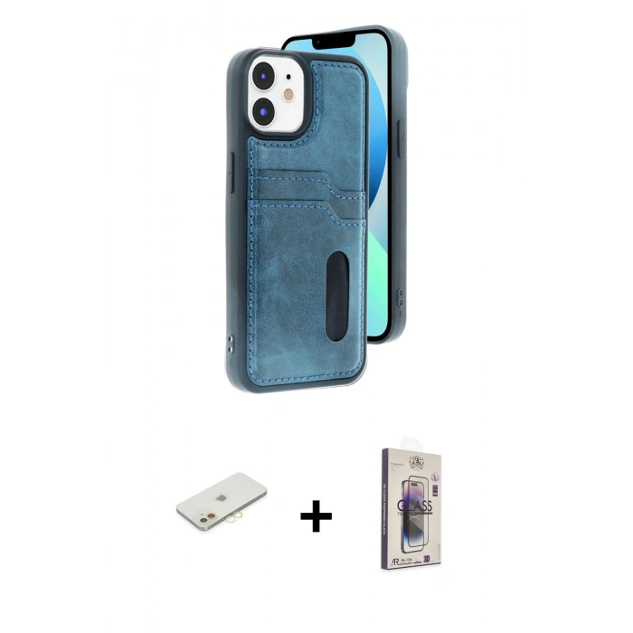 MARSİLYAN™- iPhone 11 Kılıf Yörünge Işık Serisi - Siyah Bilvis 3D Cam Ekran Koruyucu + Renkli Kamera Lens Koruma Cam - TU