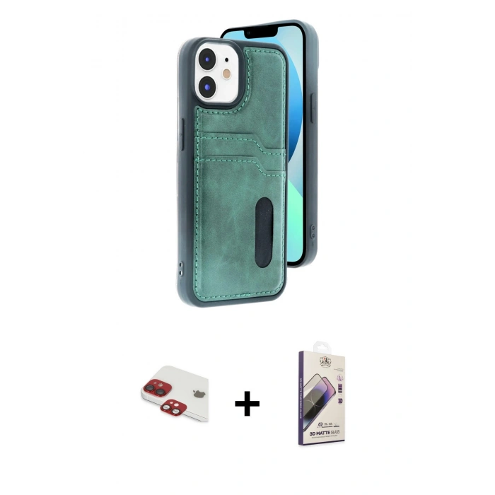 MARSİLYAN™- iPhone 11 Kılıf Yörünge Işık Serisi - Siyah Bilvis 3D Mat Cam Ekran Koruyucu + Pers Alüminyum Kamera Lens - KI