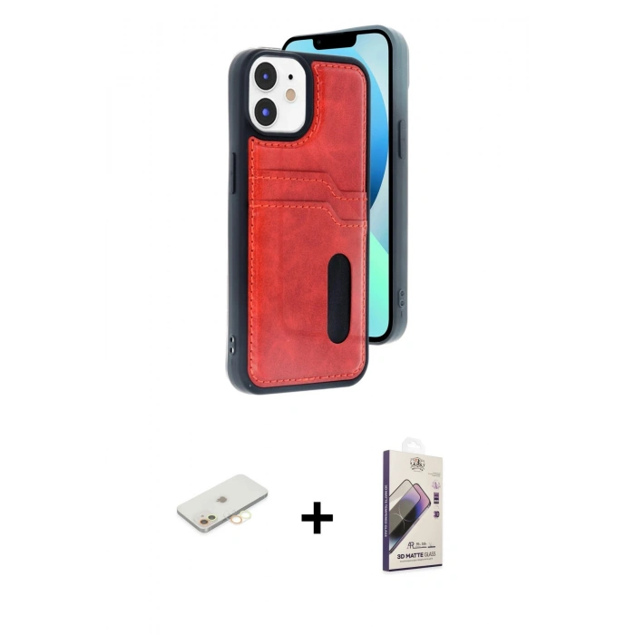 MARSİLYAN™- iPhone 11 Kılıf Yörünge Işık Serisi - Siyah Bilvis 3D Mat Cam Ekran Koruyucu + Renkli Kamera Lens Koruma Cam - SI