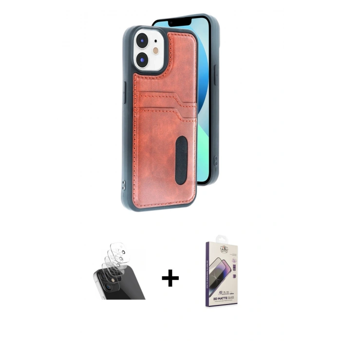 MARSİLYAN™- iPhone 11 Kılıf Yörünge Işık Serisi - Siyah Bilvis 3D Mat Cam Ekran Koruyucu + Kamera Lens Koruma Cam - SF