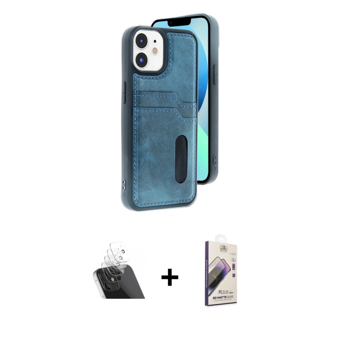 MARSİLYAN™- iPhone 11 Kılıf Yörünge Işık Serisi - Siyah Bilvis 3D Mat Cam Ekran Koruyucu + Kamera Lens Koruma Cam - SF