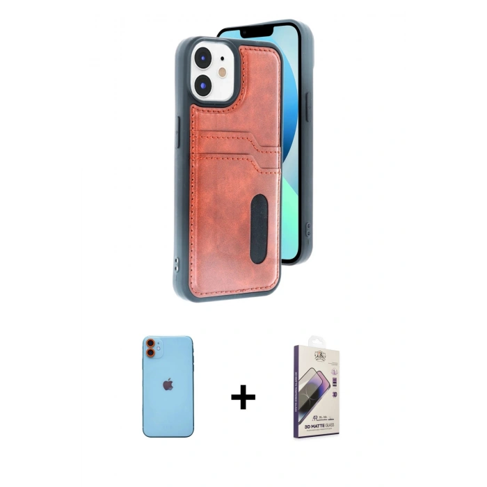 MARSİLYAN™- iPhone 11 Kılıf Yörünge Işık Serisi - Siyah Bilvis 3D Mat Cam Ekran Koruyucu + Neon Fosforlu Kamera Lens - TU