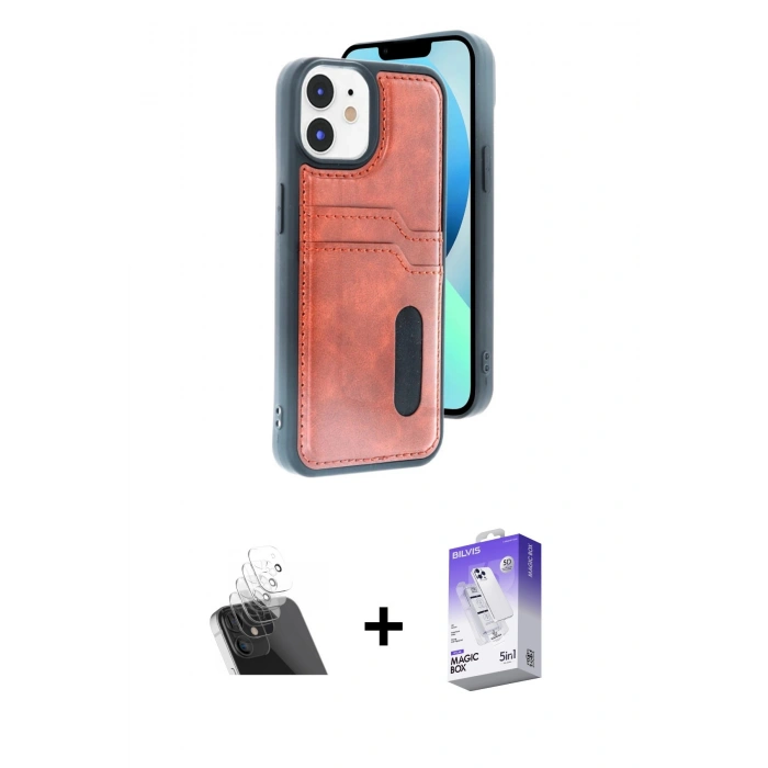 MARSİLYAN™- iPhone 11 Kılıf Yörünge Işık Serisi - Siyah Bilvis 5in1 3D Magic Cam Ekran Koruyucu + Kamera Lens Koruma Cam - SF