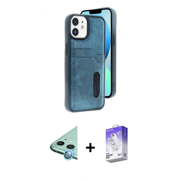 MARSİLYAN™- iPhone 11 Kılıf Yörünge Işık Serisi - Siyah Bilvis 5in1 3D Magic Cam Ekran Koruyucu + Raze Metal Kamera Lens - MI