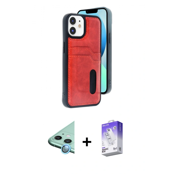 MARSİLYAN™- iPhone 11 Kılıf Yörünge Işık Serisi - Siyah Bilvis 5in1 3D Magic Cam Ekran Koruyucu + Raze Metal Kamera Lens - MI