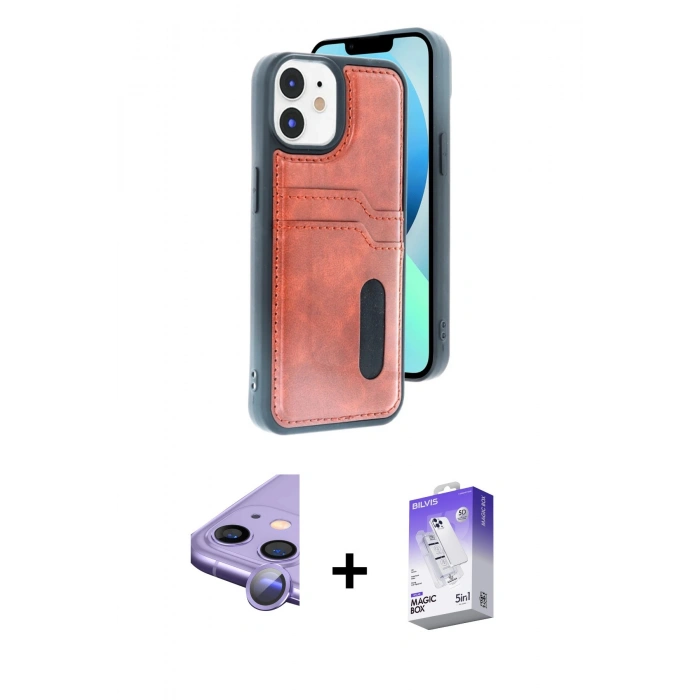MARSİLYAN™- iPhone 11 Kılıf Yörünge Işık Serisi - Siyah Bilvis 5in1 3D Magic Cam Ekran Koruyucu + Raze Metal Kamera Lens - MR