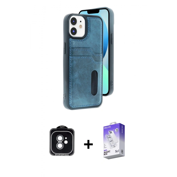 MARSİLYAN™- iPhone 11 Kılıf Yörünge Işık Serisi - Siyah Bilvis 5in1 3D Magic Cam Ekran Koruyucu + PVD Metal Kamera Lens - YL