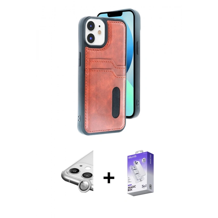 MARSİLYAN™- iPhone 11 Kılıf Yörünge Işık Serisi - Siyah Bilvis 5in1 3D Magic Cam Ekran Koruyucu + Raze Metal Kamera Lens - GS