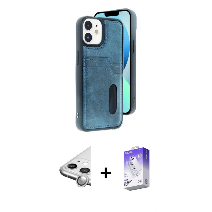 MARSİLYAN™- iPhone 11 Kılıf Yörünge Işık Serisi - Siyah Bilvis 5in1 3D Magic Cam Ekran Koruyucu + Raze Metal Kamera Lens - GS