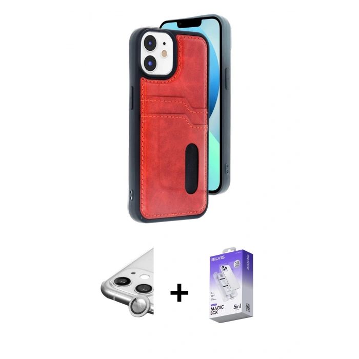 MARSİLYAN™- iPhone 11 Kılıf Yörünge Işık Serisi - Siyah Bilvis 5in1 3D Magic Cam Ekran Koruyucu + Raze Metal Kamera Lens - GS