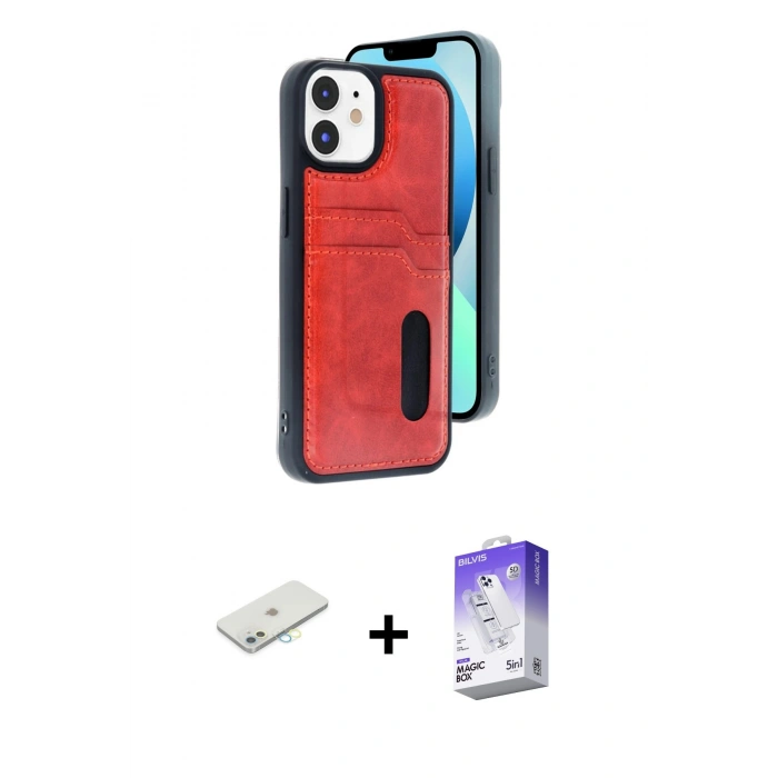 MARSİLYAN™- iPhone 11 Kılıf Yörünge Işık Serisi - Siyah Bilvis 5in1 3D Magic Cam Ekran Koruyucu + Renkli Kamera Lens Koruma Cam - SI