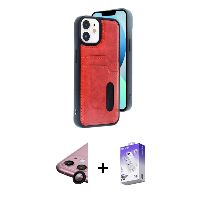 MARSİLYAN™- iPhone 11 Kılıf Yörünge Işık Serisi - Siyah Bilvis 5in1 3D Magic Cam Ekran Koruyucu + Raze Metal Kamera Lens - SH