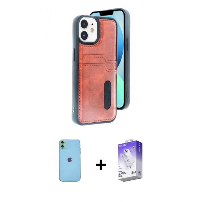 MARSİLYAN™- iPhone 11 Kılıf Yörünge Işık Serisi - Siyah Bilvis 5in1 3D Magic Cam Ekran Koruyucu + Neon Fosforlu Kamera Lens - YL