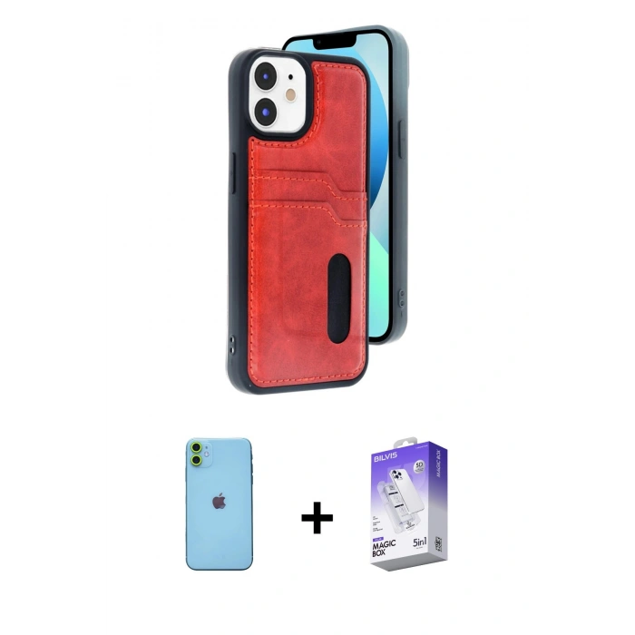 MARSİLYAN™- iPhone 11 Kılıf Yörünge Işık Serisi - Siyah Bilvis 5in1 3D Magic Cam Ekran Koruyucu + Neon Fosforlu Kamera Lens - YL