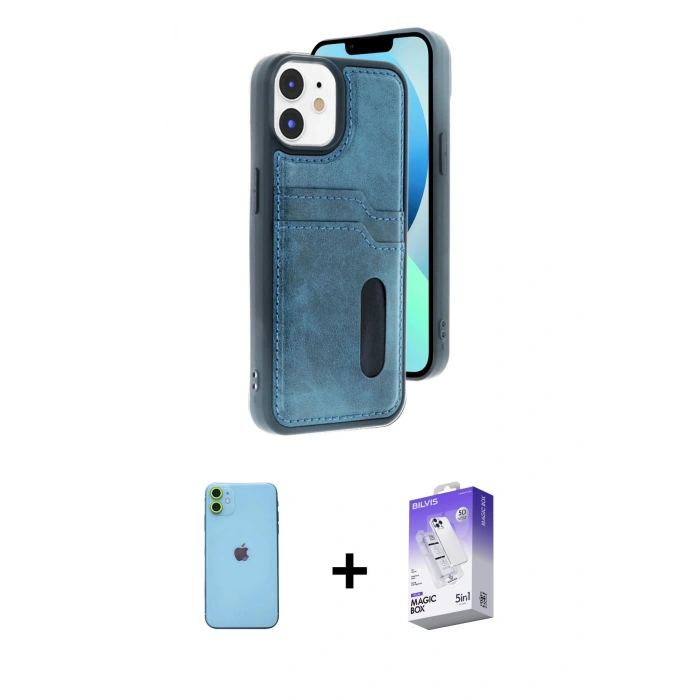 MARSİLYAN™- iPhone 11 Kılıf Yörünge Işık Serisi - Siyah Bilvis 5in1 3D Magic Cam Ekran Koruyucu + Neon Fosforlu Kamera Lens - YL