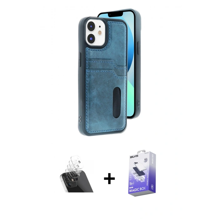 MARSİLYAN™- iPhone 11 Kılıf Yörünge Işık Serisi - Siyah Bilvis 5in1 5D Magic Hayalet Cam Ekran Koruyucu + Kamera Lens Koruma Cam - SF