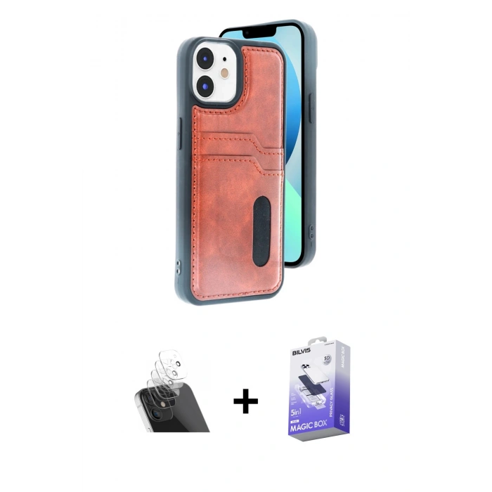 MARSİLYAN™- iPhone 11 Kılıf Yörünge Işık Serisi - Siyah Bilvis 5in1 5D Magic Hayalet Cam Ekran Koruyucu + Kamera Lens Koruma Cam - SF