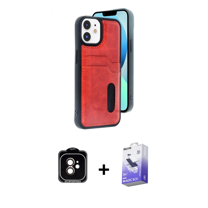 MARSİLYAN™- iPhone 11 Kılıf Yörünge Işık Serisi - Siyah Bilvis 5in1 5D Magic Hayalet Cam Ekran Koruyucu + PVD Metal Kamera Lens - TU