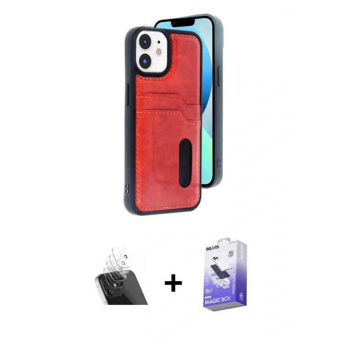 MARSİLYAN™- iPhone 11 Kılıf Yörünge Işık Serisi - Siyah Bilvis 5in1 5D Magic Hayalet Cam Ekran Koruyucu + Kamera Lens Koruma Cam - SF