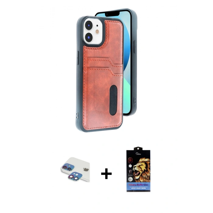 MARSİLYAN™- iPhone 11 Kılıf Yörünge Işık Serisi - Siyah Buffer Hayalet Cam Ekran Koruyucu + Pers Alüminyum Kamera Lens - GI