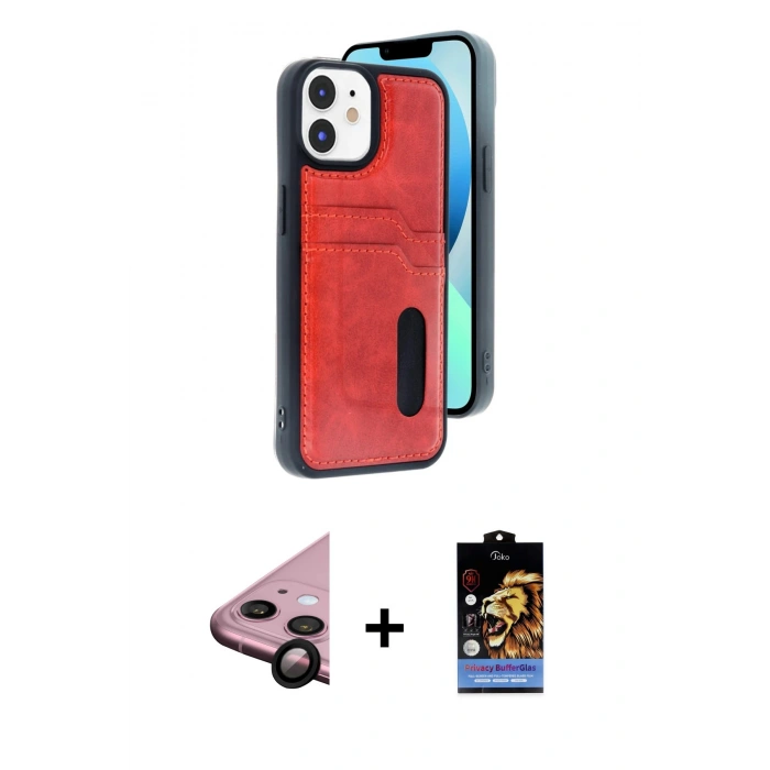 MARSİLYAN™- iPhone 11 Kılıf Yörünge Işık Serisi - Siyah Buffer Hayalet Cam Ekran Koruyucu + Raze Metal Kamera Lens - SH