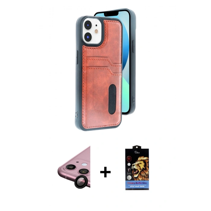 MARSİLYAN™- iPhone 11 Kılıf Yörünge Işık Serisi - Siyah Buffer Hayalet Cam Ekran Koruyucu + Raze Metal Kamera Lens - SH