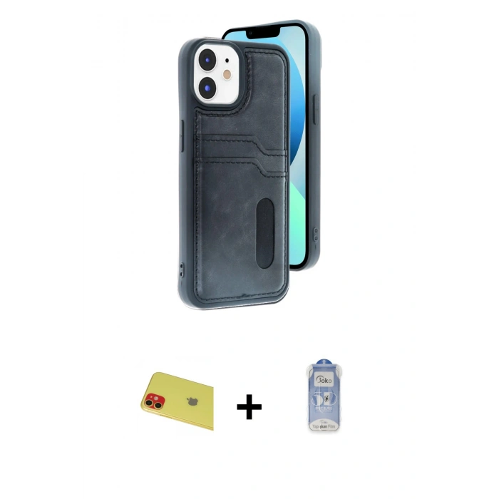 MARSİLYAN™- iPhone 11 Kılıf Yörünge Işık Serisi - Siyah Joko Magic 5D Cam + Rainbow Kamera Lens Koruma Cam - KI