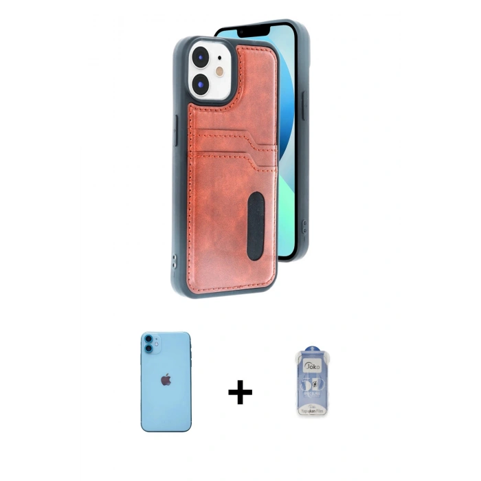 MARSİLYAN™- iPhone 11 Kılıf Yörünge Işık Serisi - Siyah Joko Magic 5D Cam + Mavi Neon Fosforlu Kamera Lens