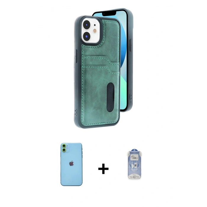 MARSİLYAN™- iPhone 11 Kılıf Yörünge Işık Serisi - Siyah Joko Magic 5D Cam + Neon Fosforlu Kamera Lens - YL