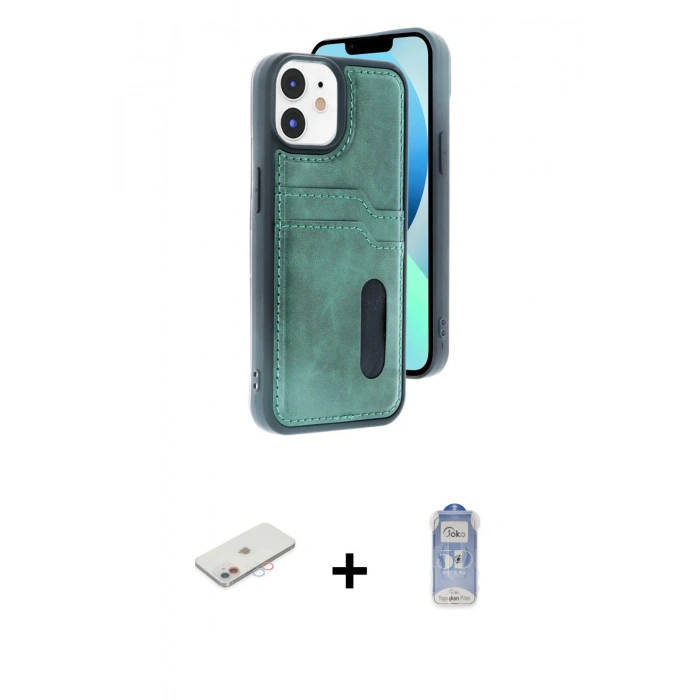 MARSİLYAN™- iPhone 11 Kılıf Yörünge Işık Serisi - Siyah Joko Magic 5D Cam + Pembe Renkli Kamera Lens Koruma Cam