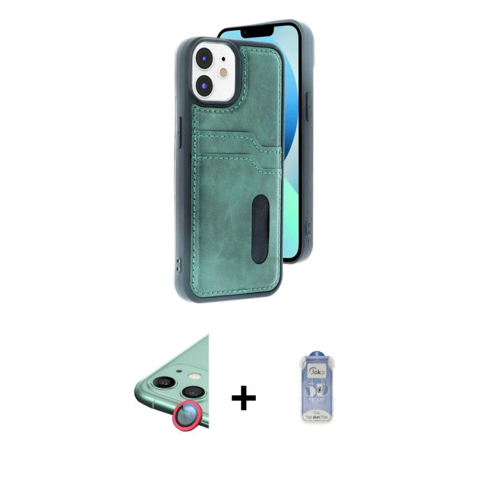 MARSİLYAN™- iPhone 11 Kılıf Yörünge Işık Serisi - Siyah Joko Magic 5D Cam + Raze Metal Kamera Lens - KI
